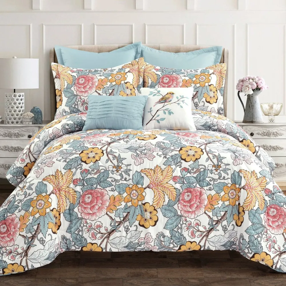 Coordinated Polyester Floral Comforter Bedding Set