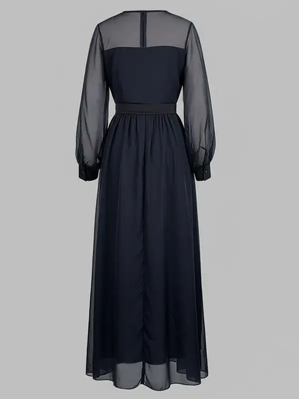 False Pleated Neck Maxi Dress