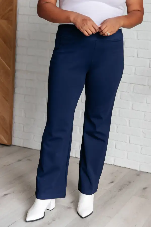 Knit Straight Leg Cropped Pocketed Pants