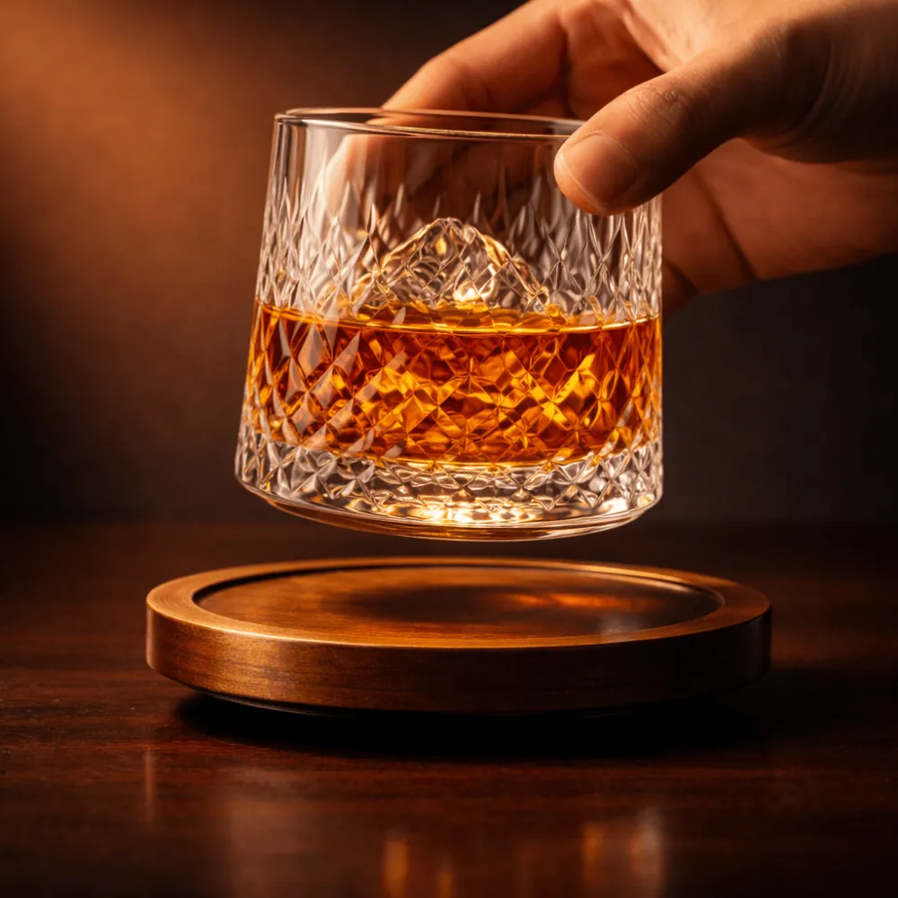Spinning Base Whiskey Glass