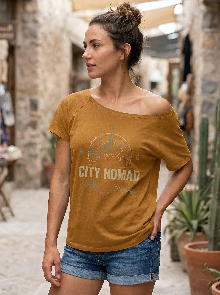 Women's Travel Lover City Nomad Compass Printed T-shirt