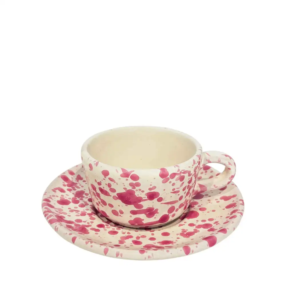 Poolside-Inspired Summer-Inspired Ceramic Espresso Cup And Saucer