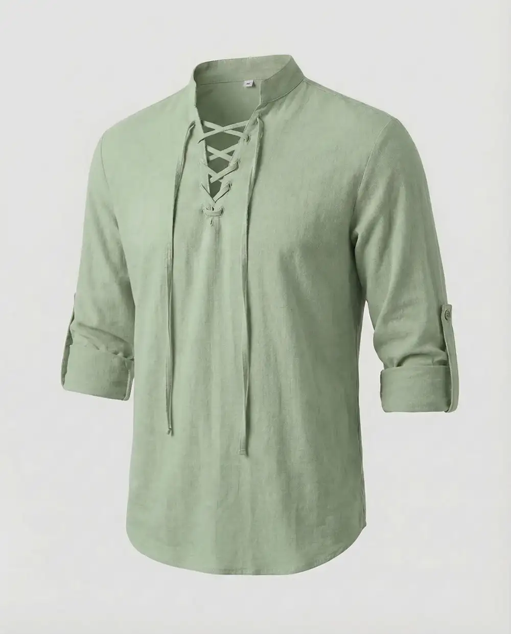 Men's Linen Shirt Lace Collar