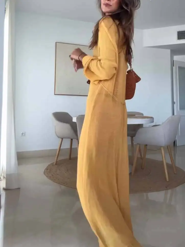 Resort Semi Permeable Knitted Maxi Dress