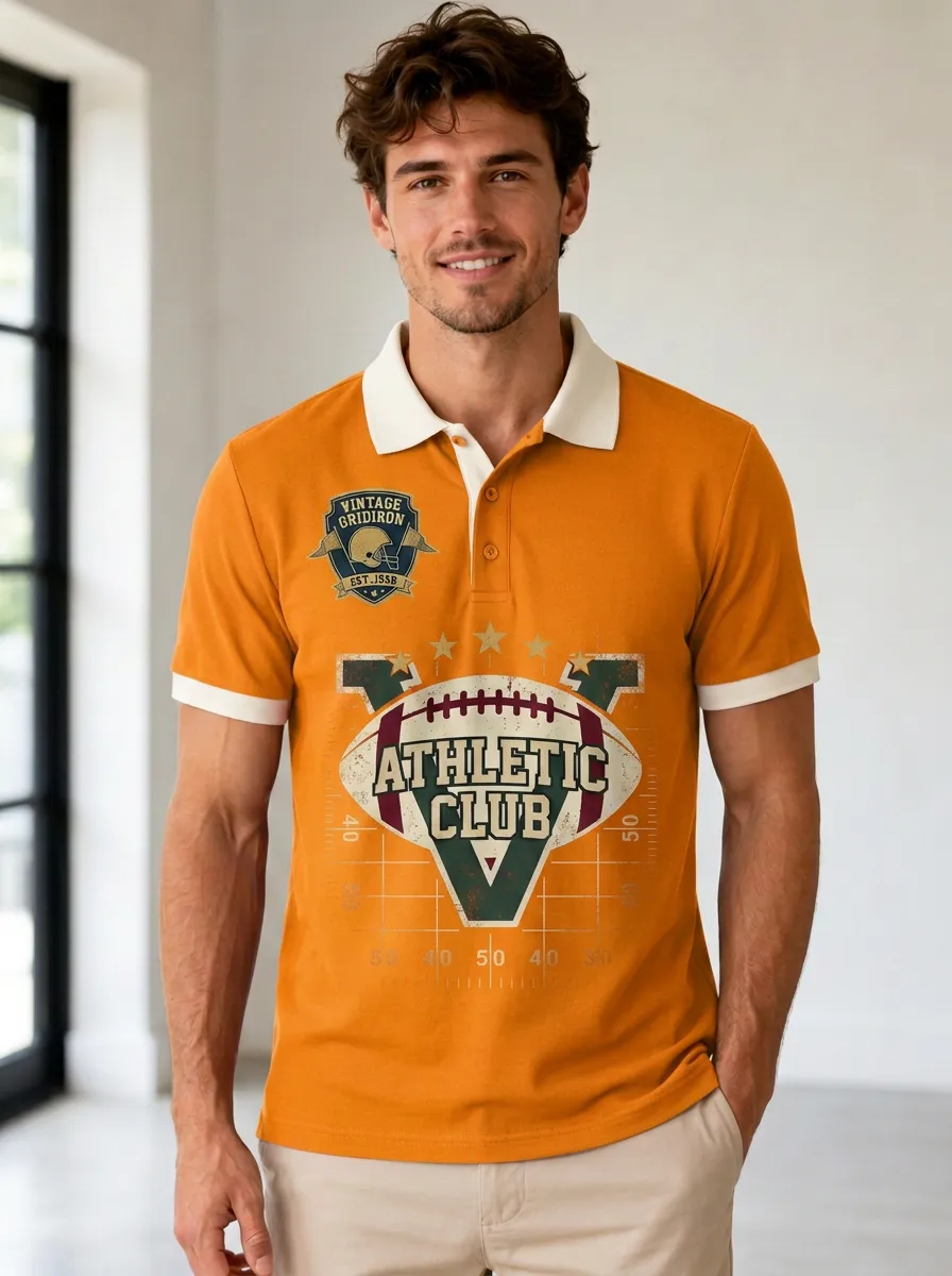 Men's Bold Gridiron Vintage Polo Shirt