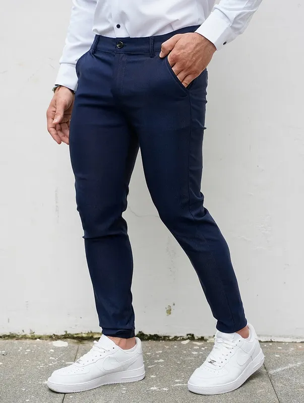 Blue Slim Fit Stretch Pants