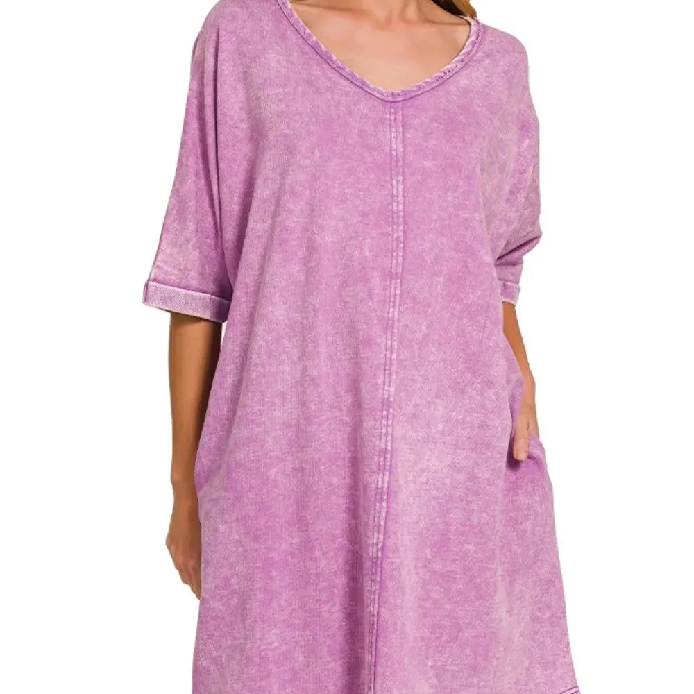 Acid-washed French Terry Tee Shirts Dress