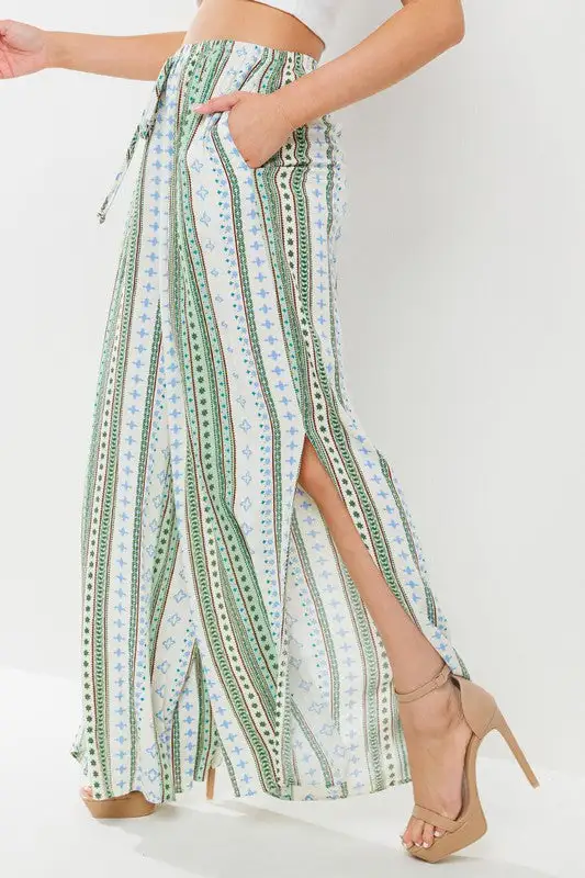 Refined Wide Leg Side Slit Pants