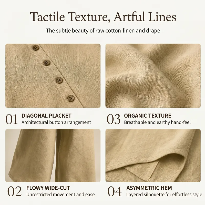 ⌛Limited-Time Offer-Women's Asymmetrical Top & Wide-Leg Pants Set