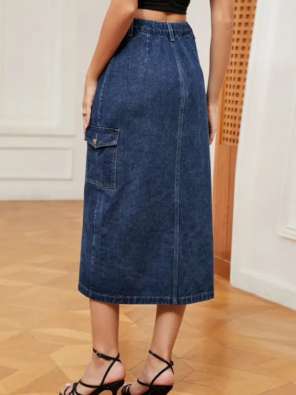 Button Down Denim Dropship Skirt