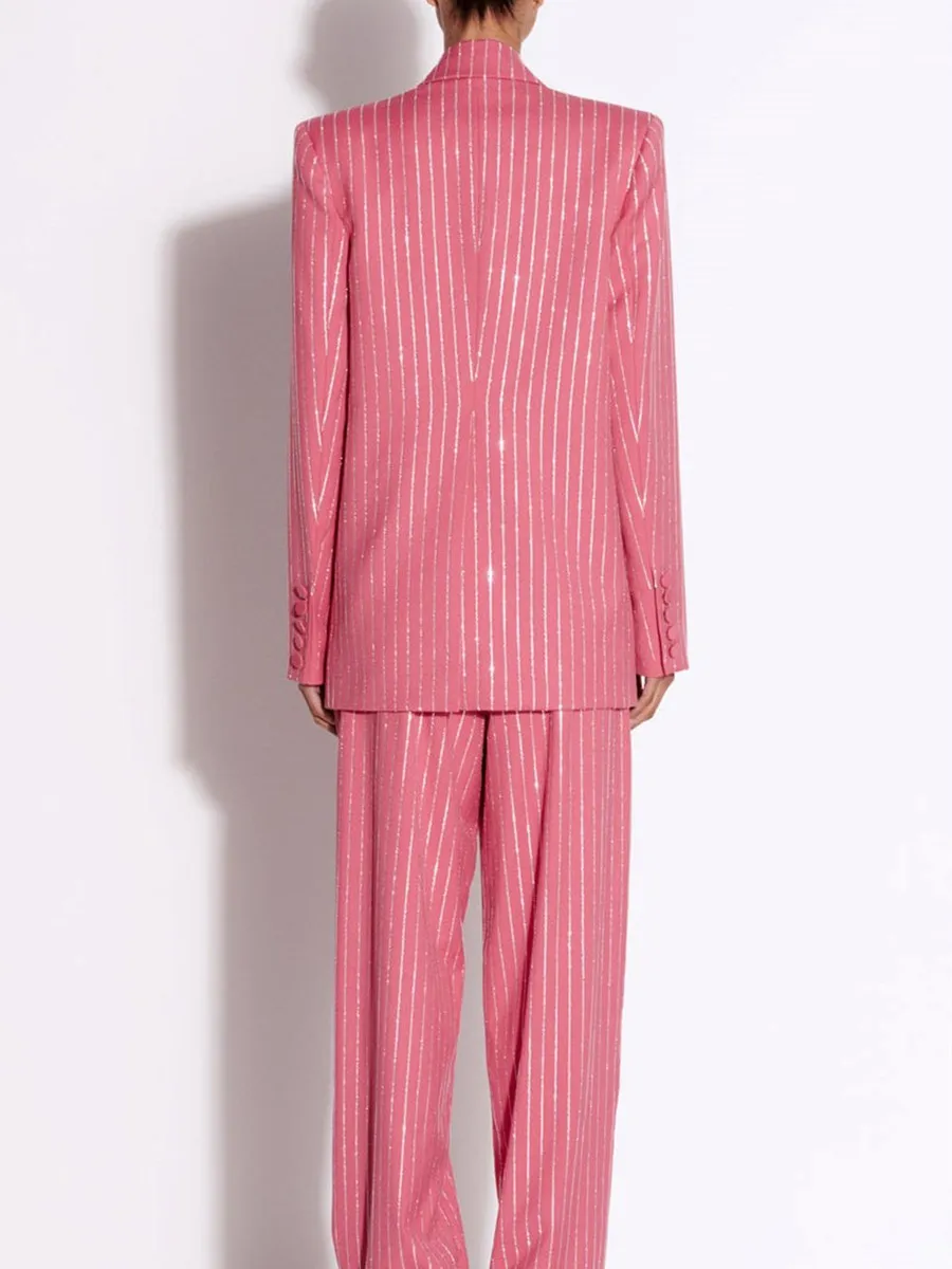 Bethany Crystal Pinstripe Blazer Set