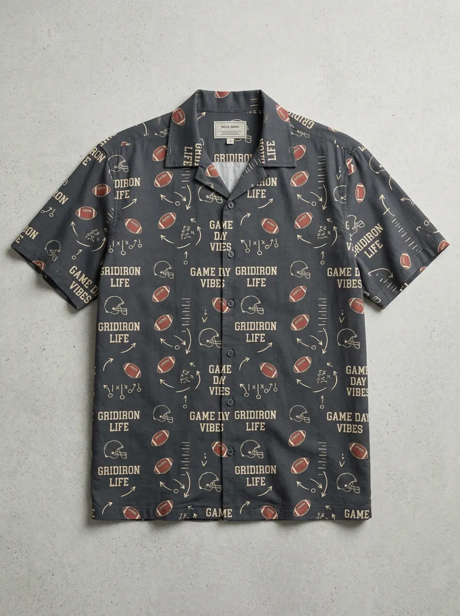 Men's Football Fan Gridiron Life Playbook Graphic Aloha Shirt