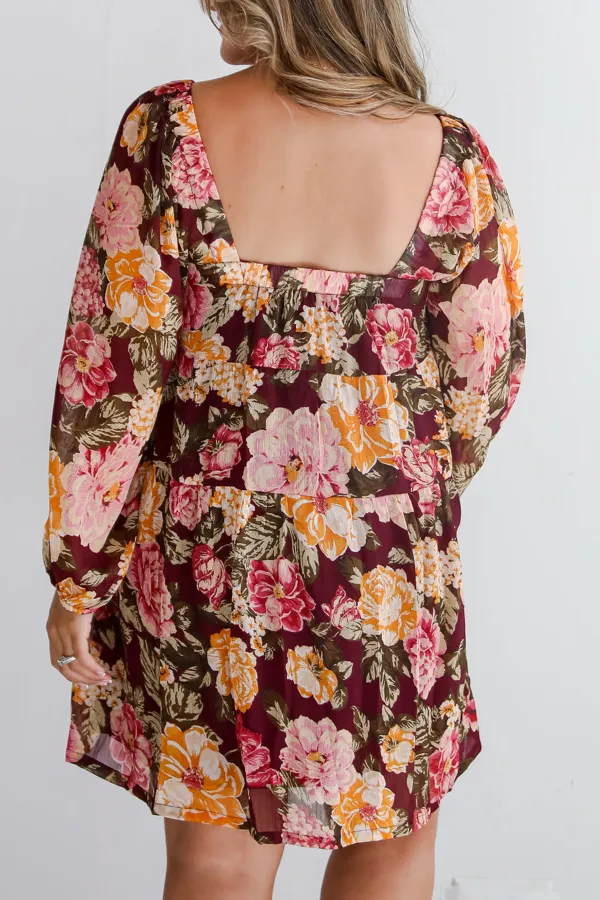 Plum Floral Mini Dress