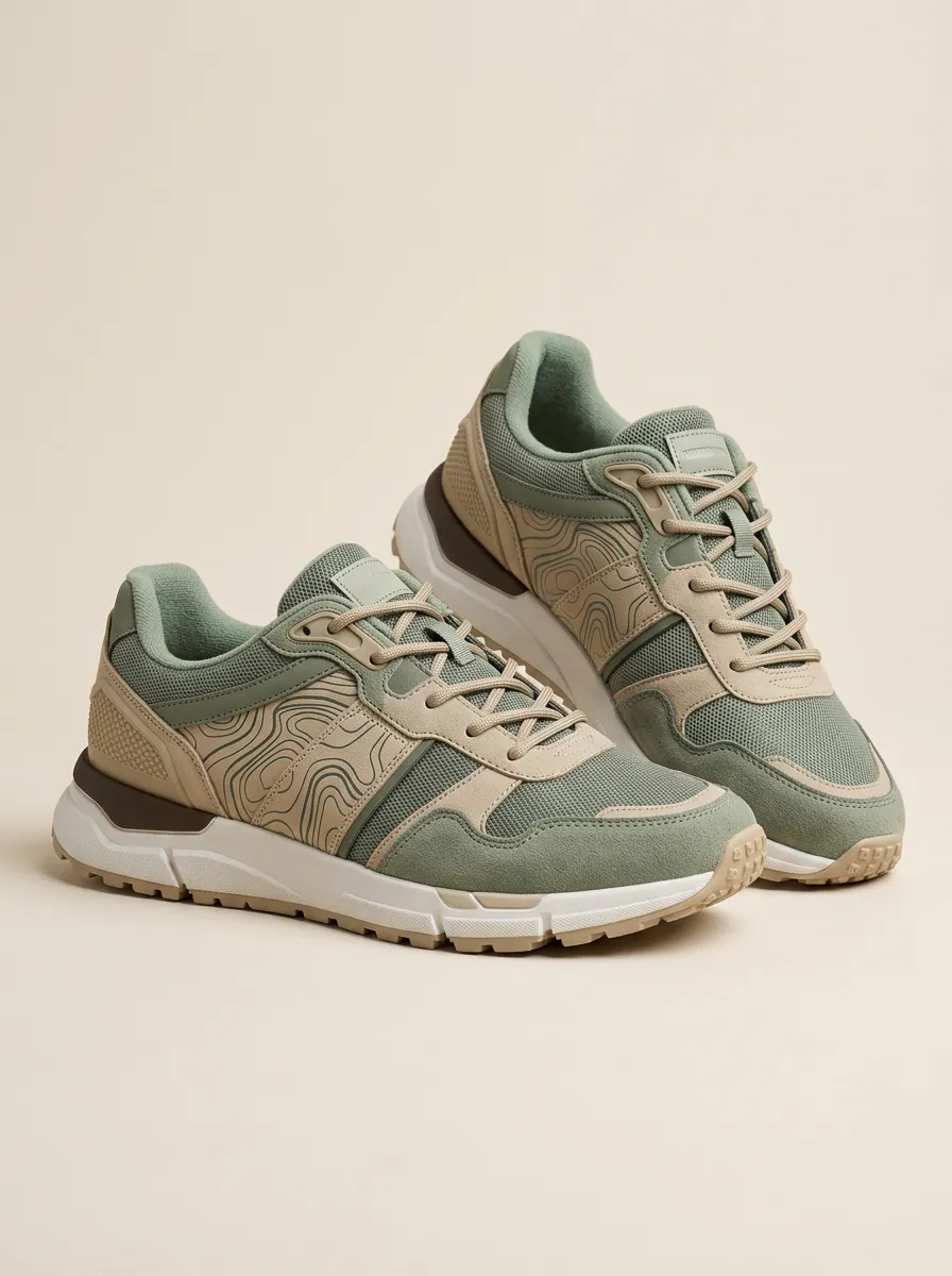 Unisex Classic Outdoor Enthusiast Topographic Map Print Sneakers