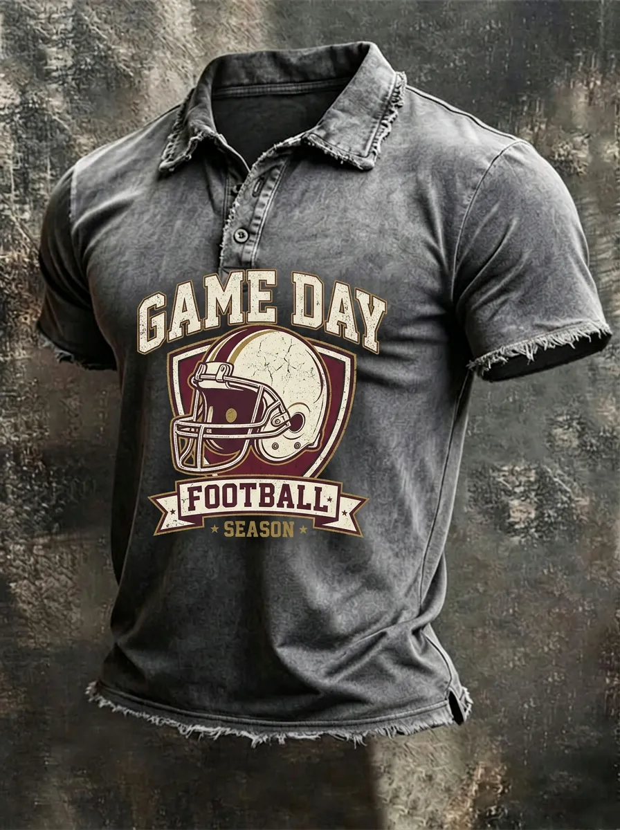 Heritage Football Lover Game Day Helmet Graphic Polo Shirt