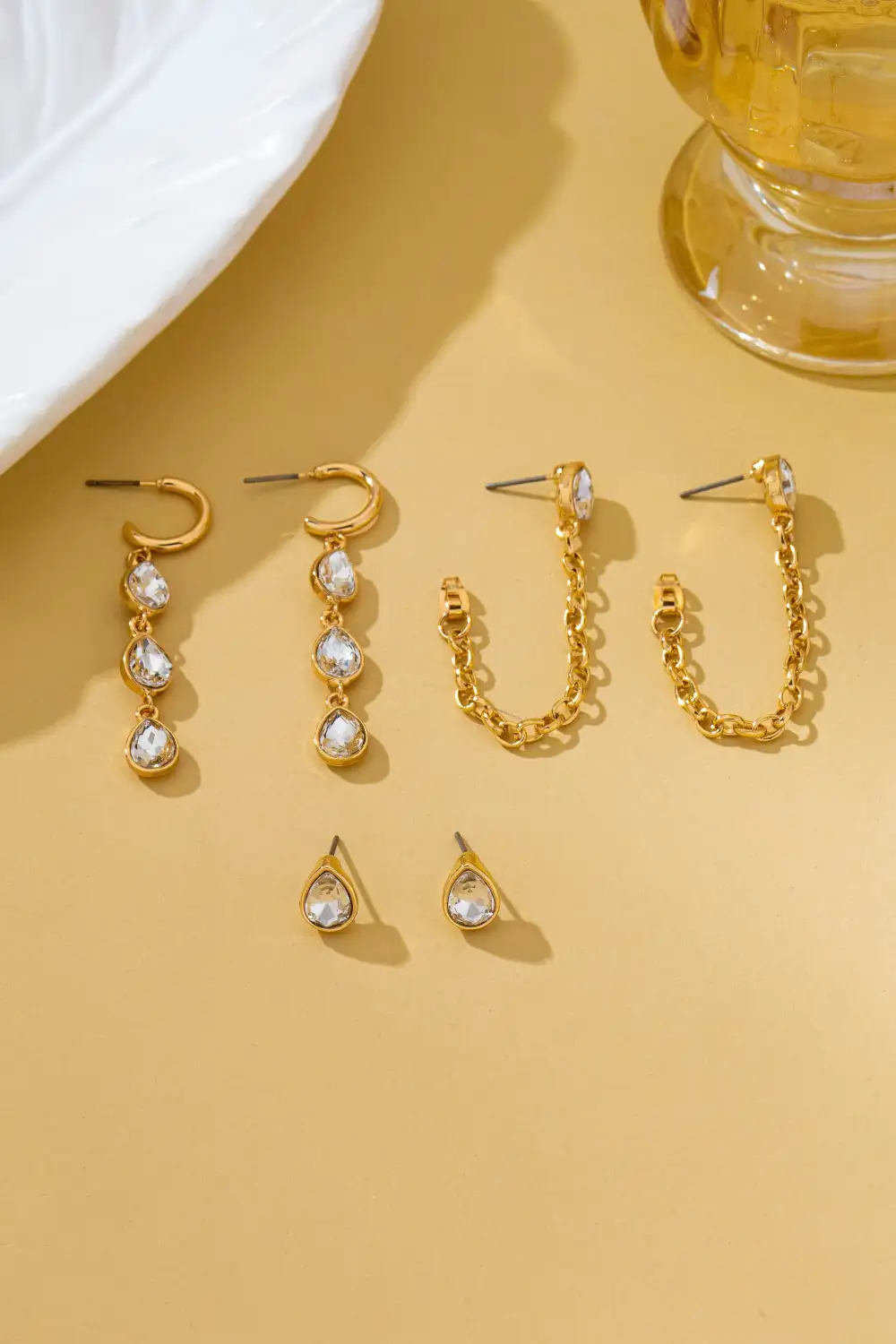 Teardrop Crystal Chain Hoop Drop