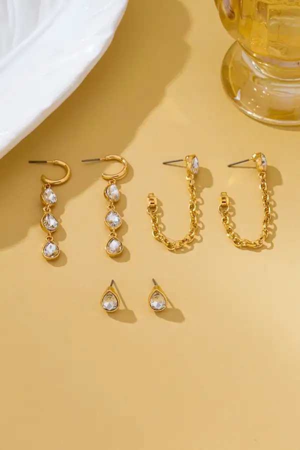 Teardrop Crystal Chain Hoop Drop