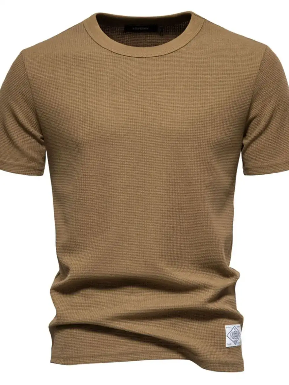 Waffle Knit Short Sleeve Crew Neck Tee