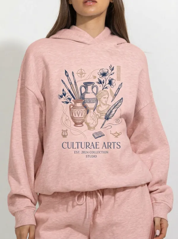 Women's Classical Art Lover Greek Statue Vase Printed Hoodie