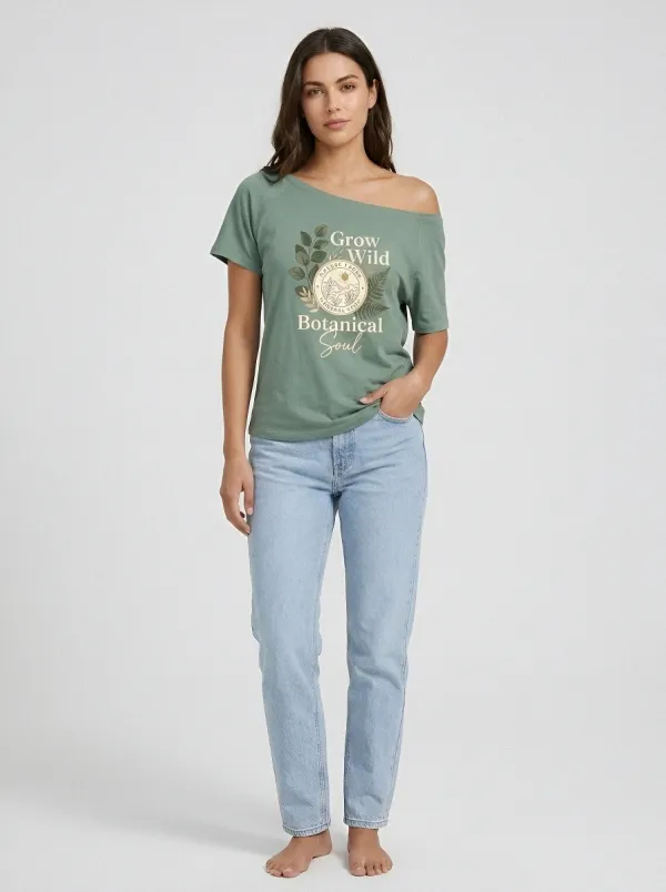 Women's Nature Lover Grow Wild Botanical Soul Printed T-shirt