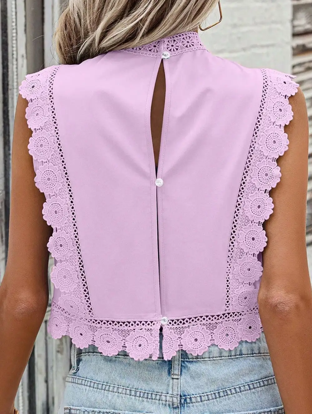 Lace Embroidered Sleeveless Blouse
