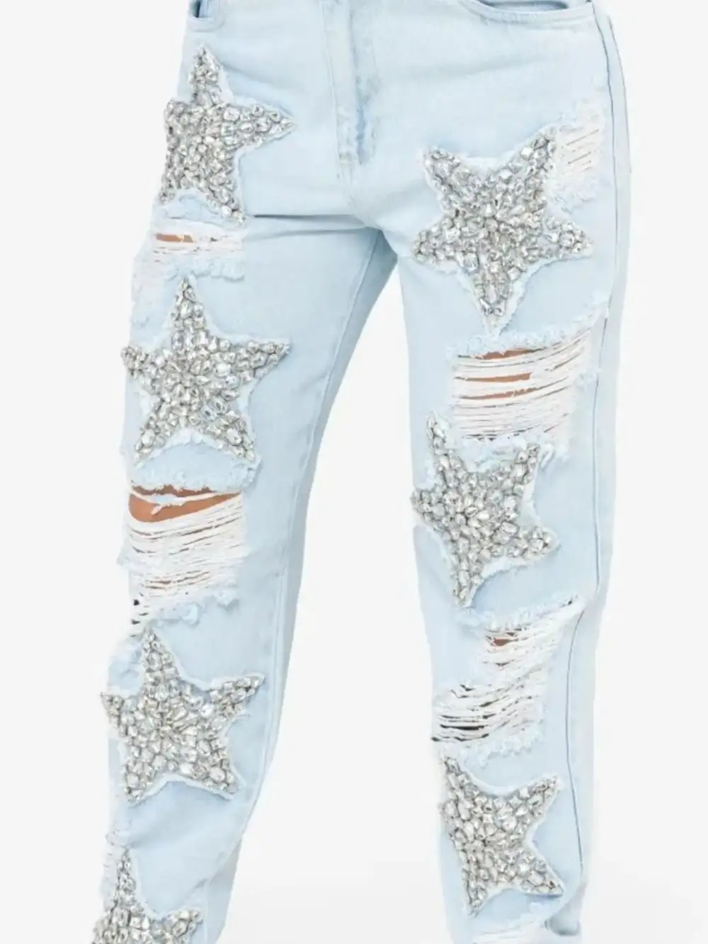 Polished Clean Distressed Denim Jeans