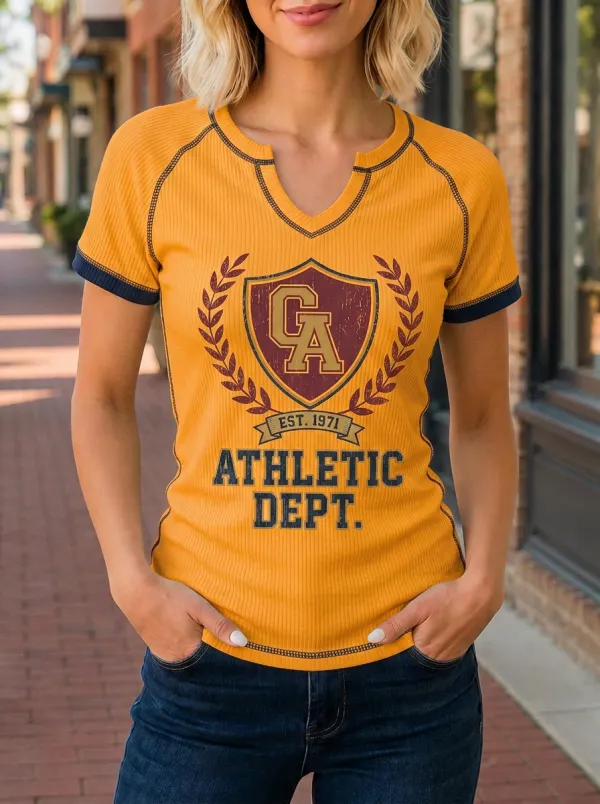 Women's Athletic Dept CA Shield Est 1971 Printed Ribbed T-shirt