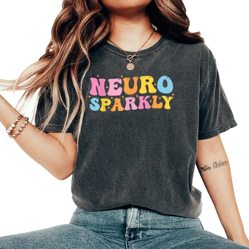 Neuro Sparkly Neurodiversity Unicorn Adhd Awareness Groovy Women's Oversized Comfort T-Shirt