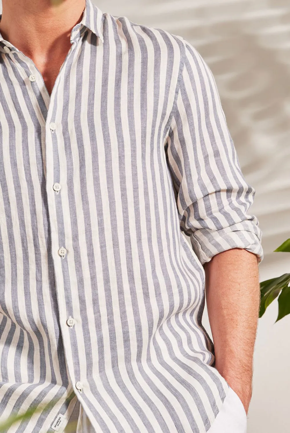 Vertical Stripe Cotton Casual Button Down Shirt