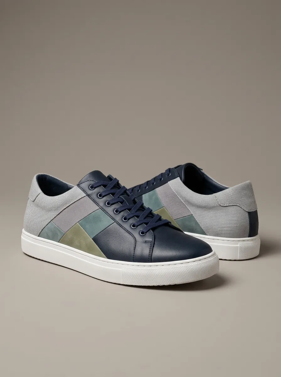 Men's Colorblock Geometric Pattern Printed Casual Shoes
