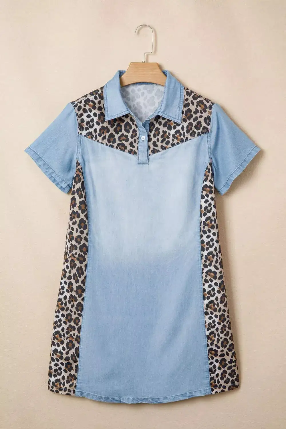 Short-Sleeve Leopard-Print Casual Dress