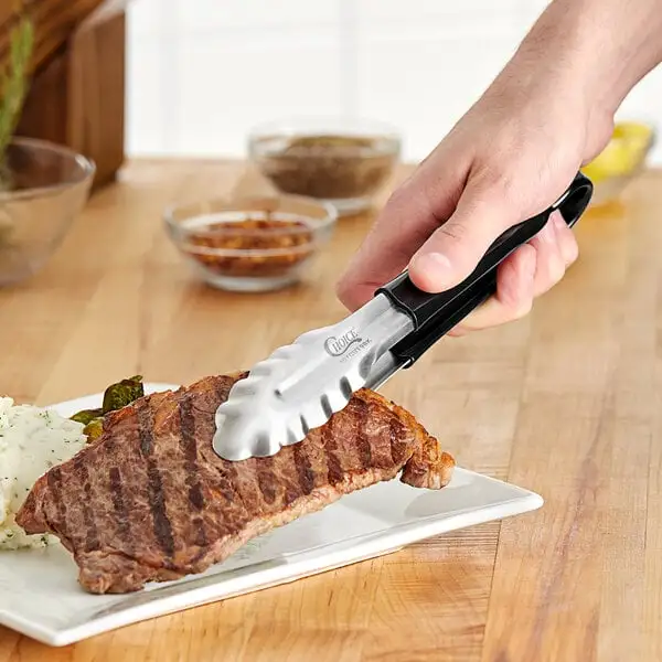 Coated Handle Stainless Steel Scalloped Tongs