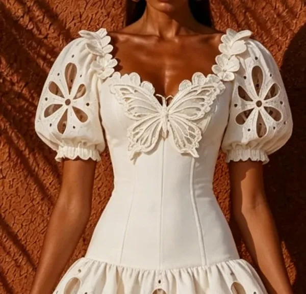 Zariah White Butterfly Cutout Dress
