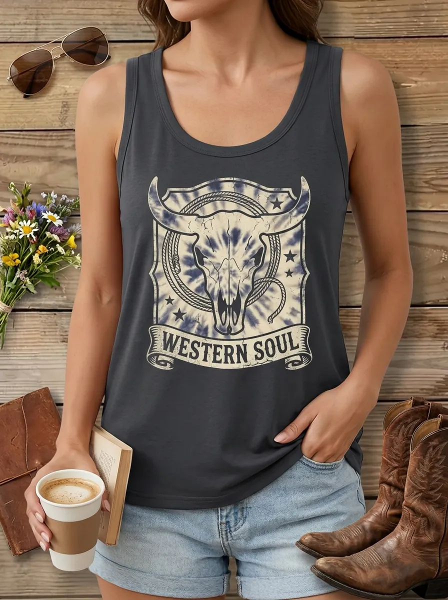 Western Soul Cow Tank Top Everyday