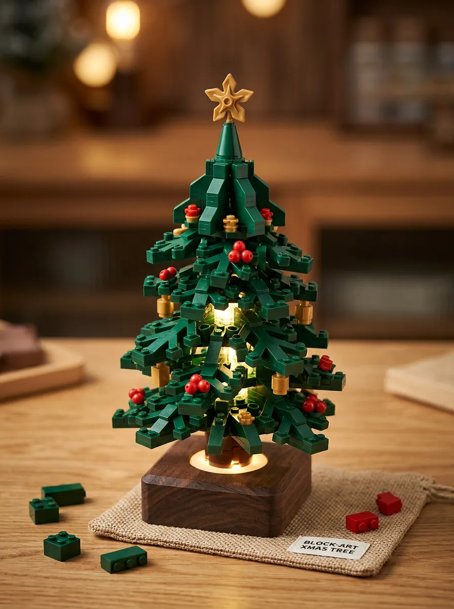 Building Block Xmas Tree LED Christmas Tabletop Ornament