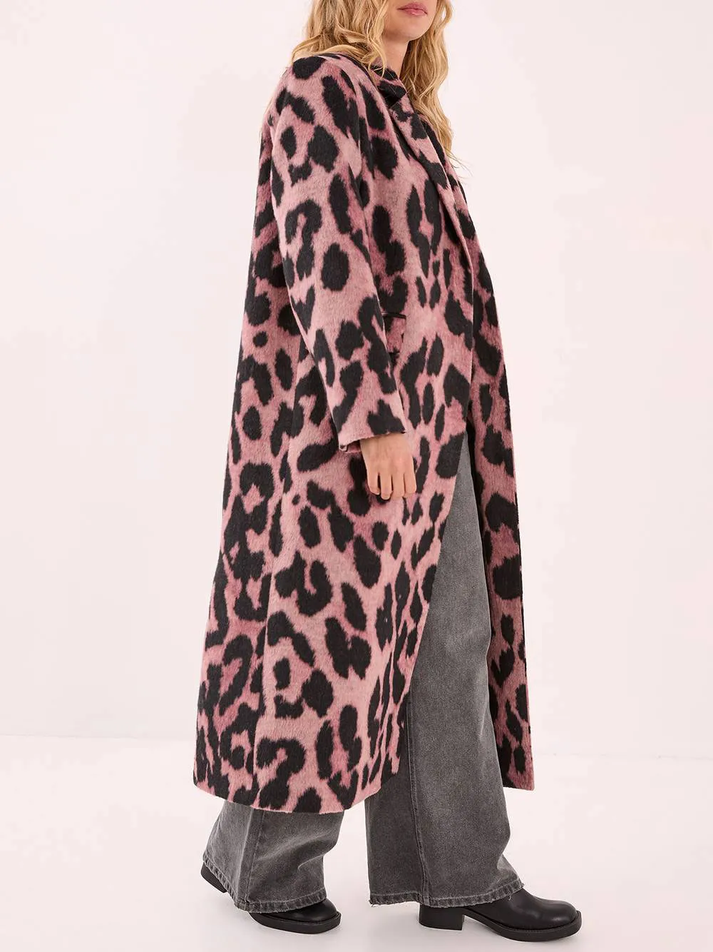 Women's Stylish Leopard-Print Fuzzy Long Coat