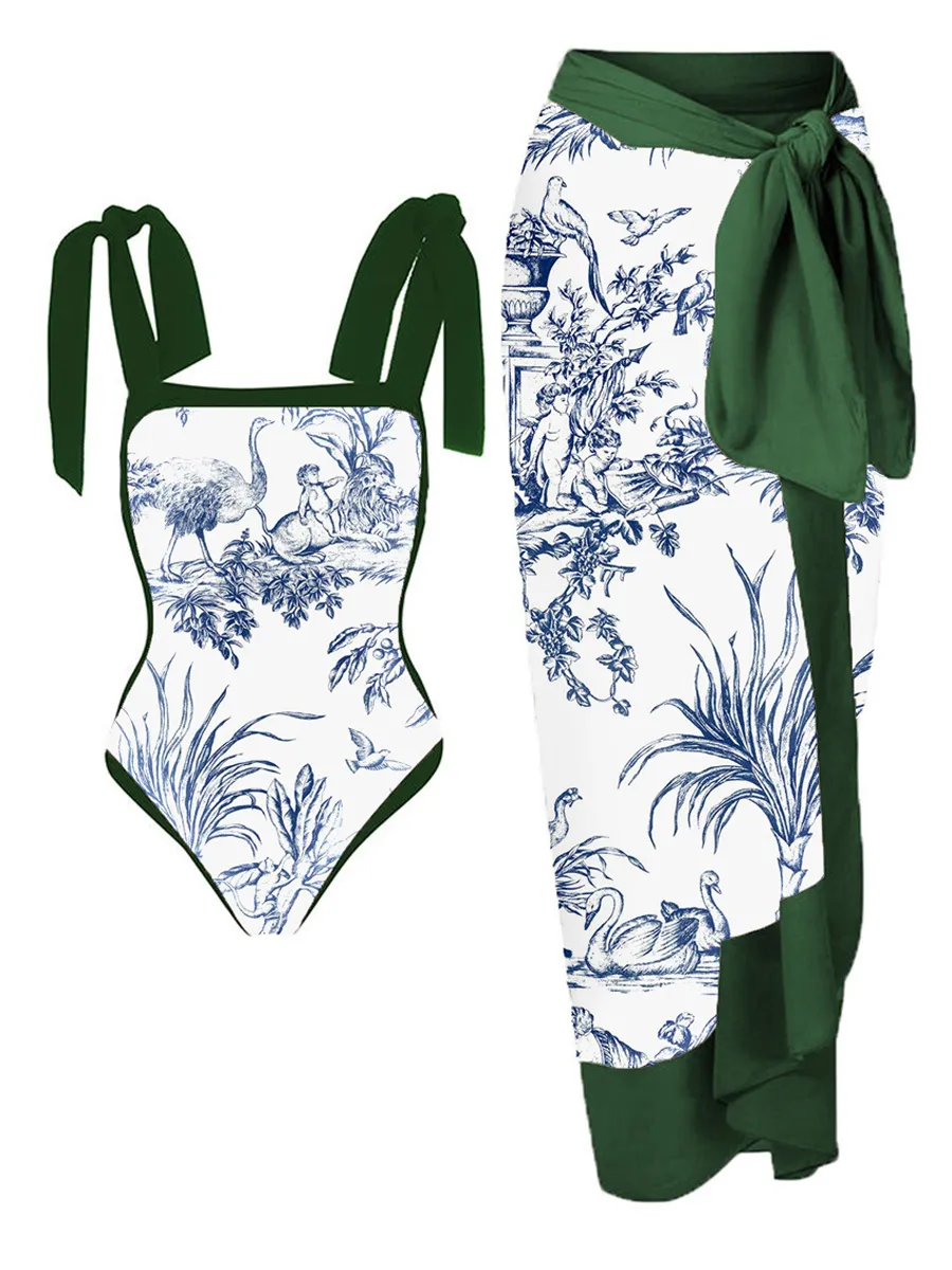 Natalie Chiffon Printed Swimsuit Set
