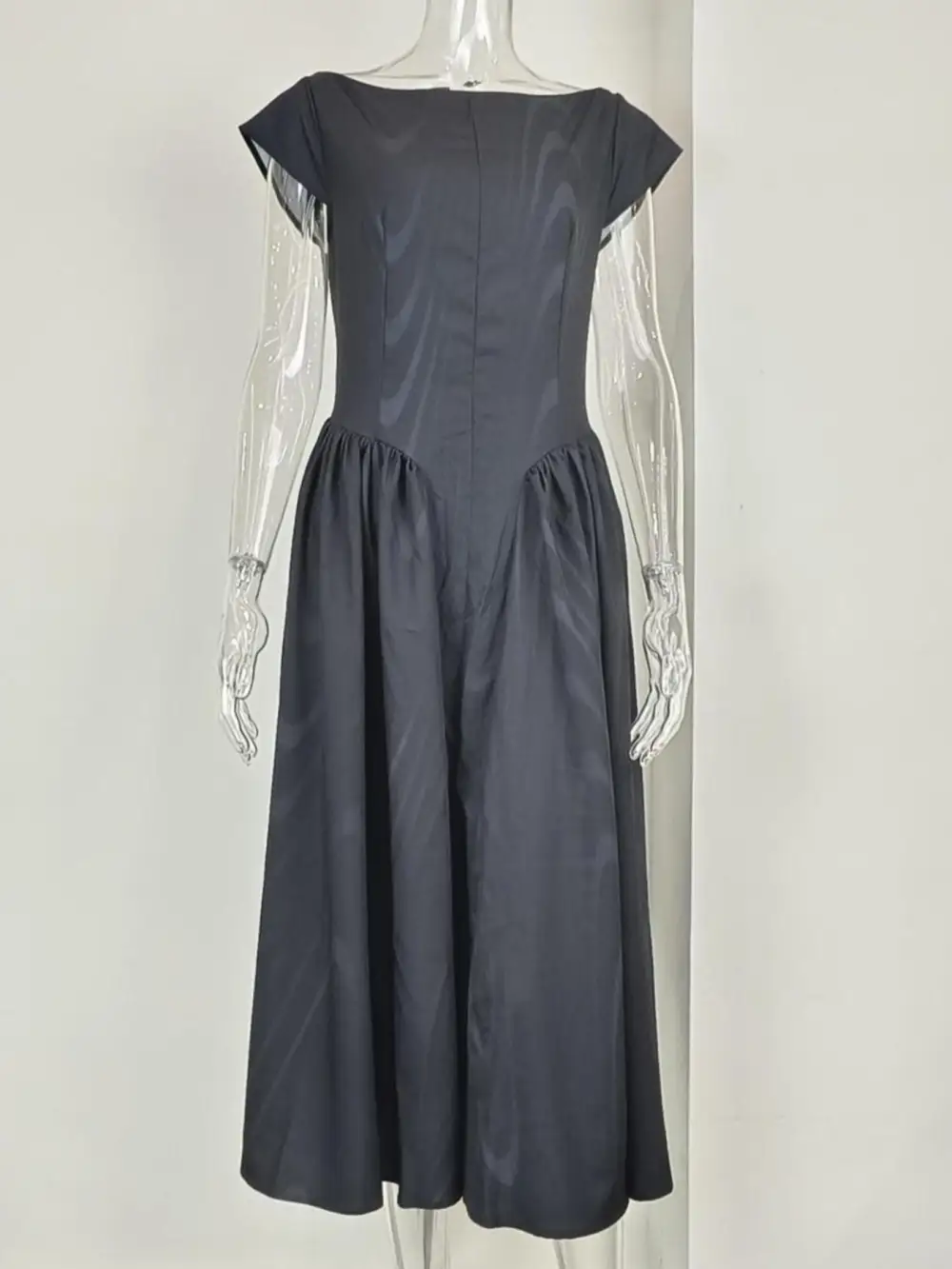 Full Size Cap Sleeve A-Line Midi Dress Plus Size