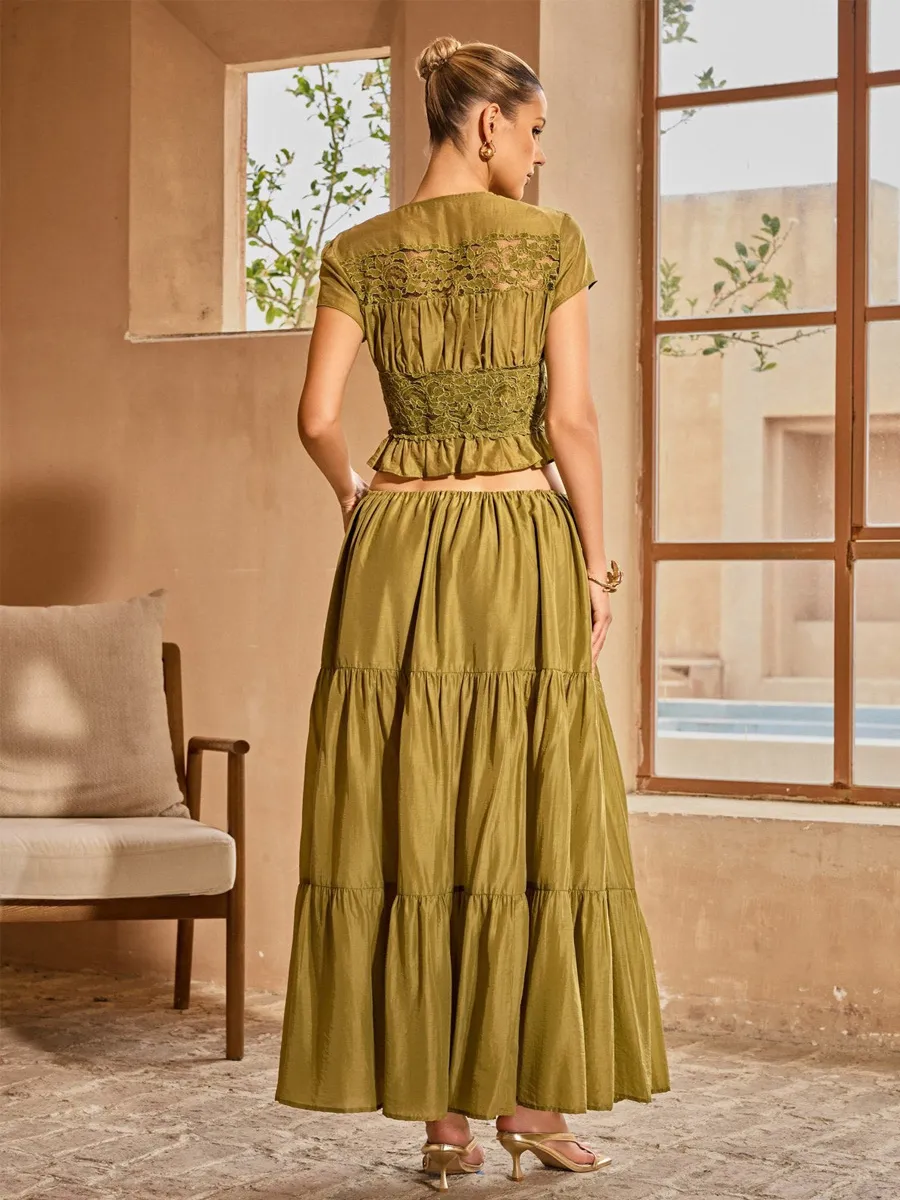 Antonella Plunge Neck Skirt Set
