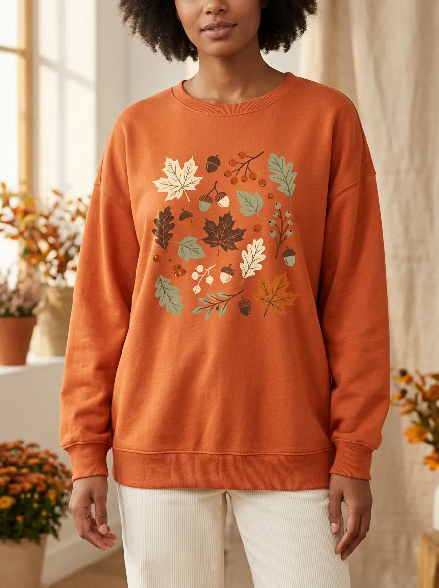 Tailored Printed Acorn Graphic Sweatshirt