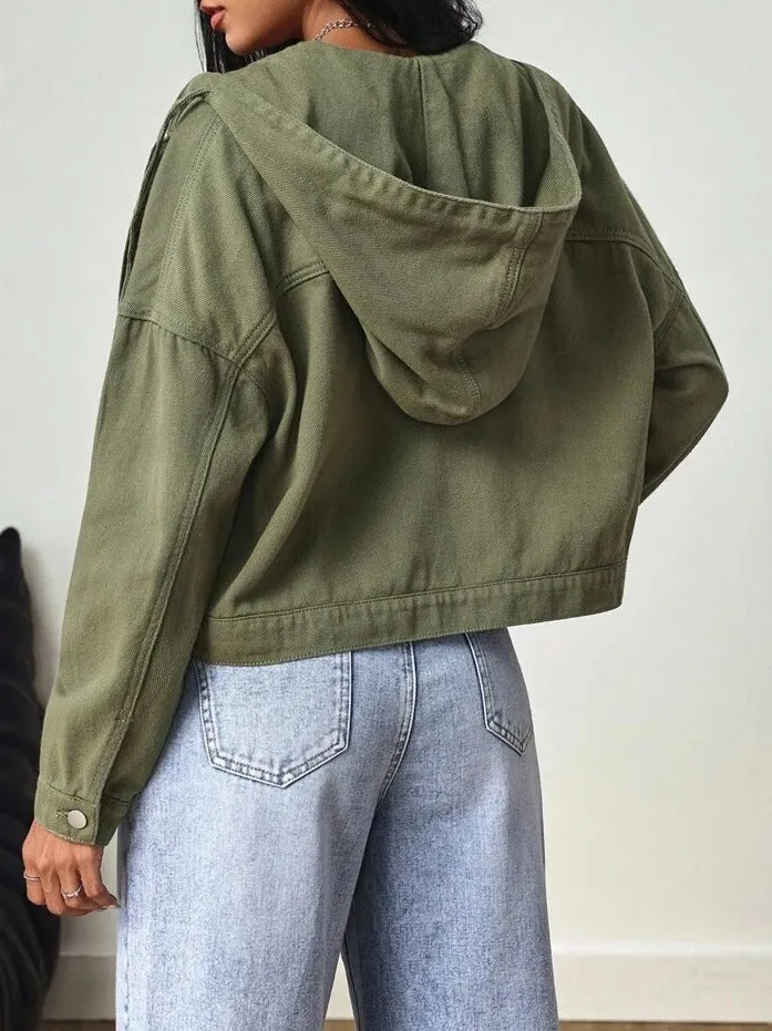 Hooded Denim Zip Jacket