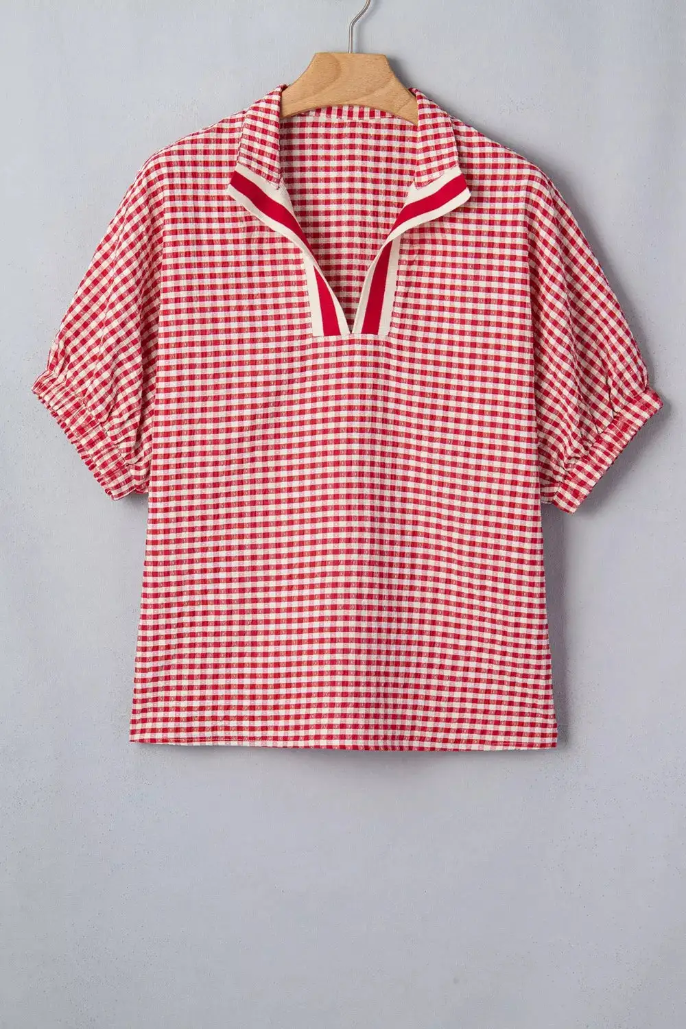 Gingham Half Sleeve Blouse