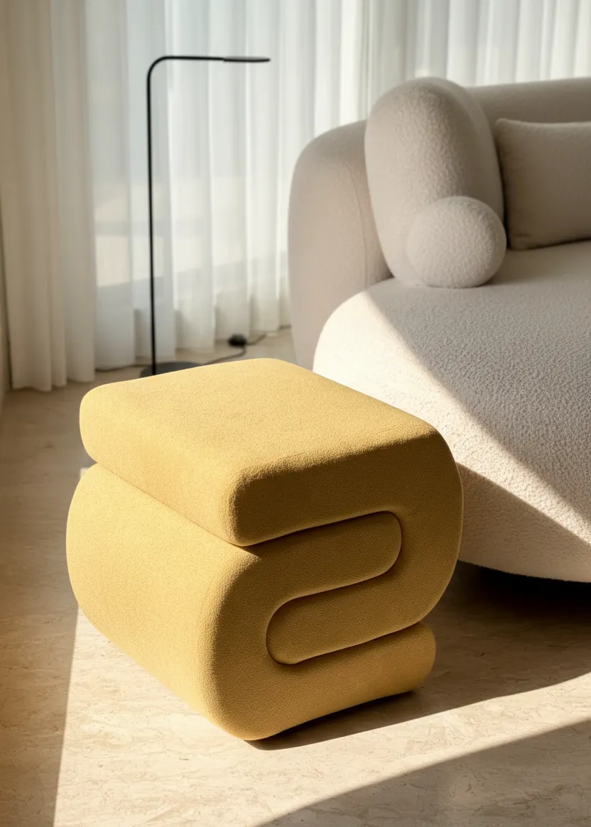 Mustard S-Boucle Pouffe