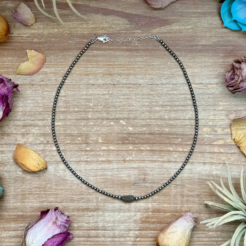 Beaded Turquoise Pearl Sterling Silver Everyday Necklace