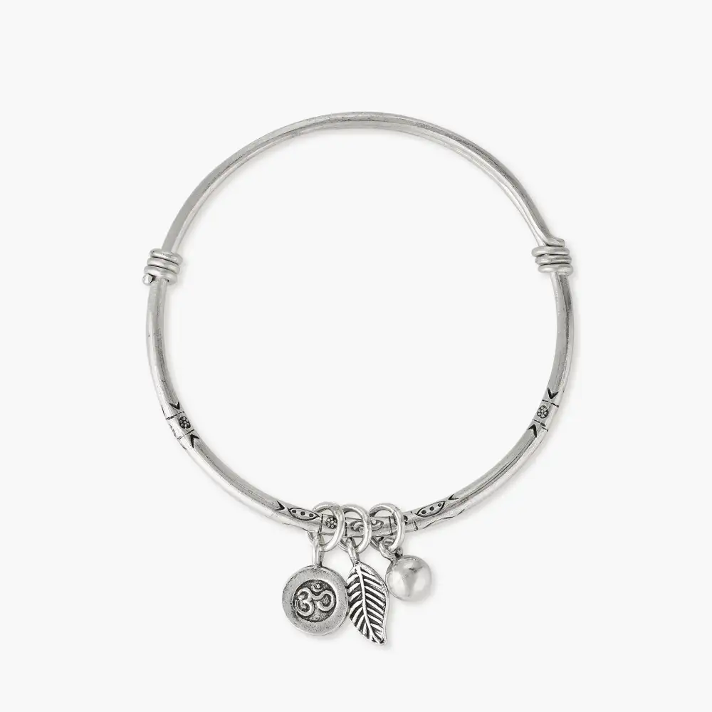 Sacred Om Adjustable Silver Bangle