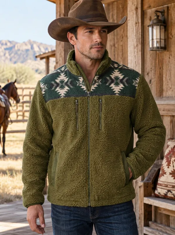 Prairie Ridge Aztec Canyon Style Men's Western Fleece Jacket