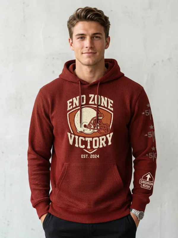 Men's Football Lover End Zone Victory Helmet Printed Hoodie