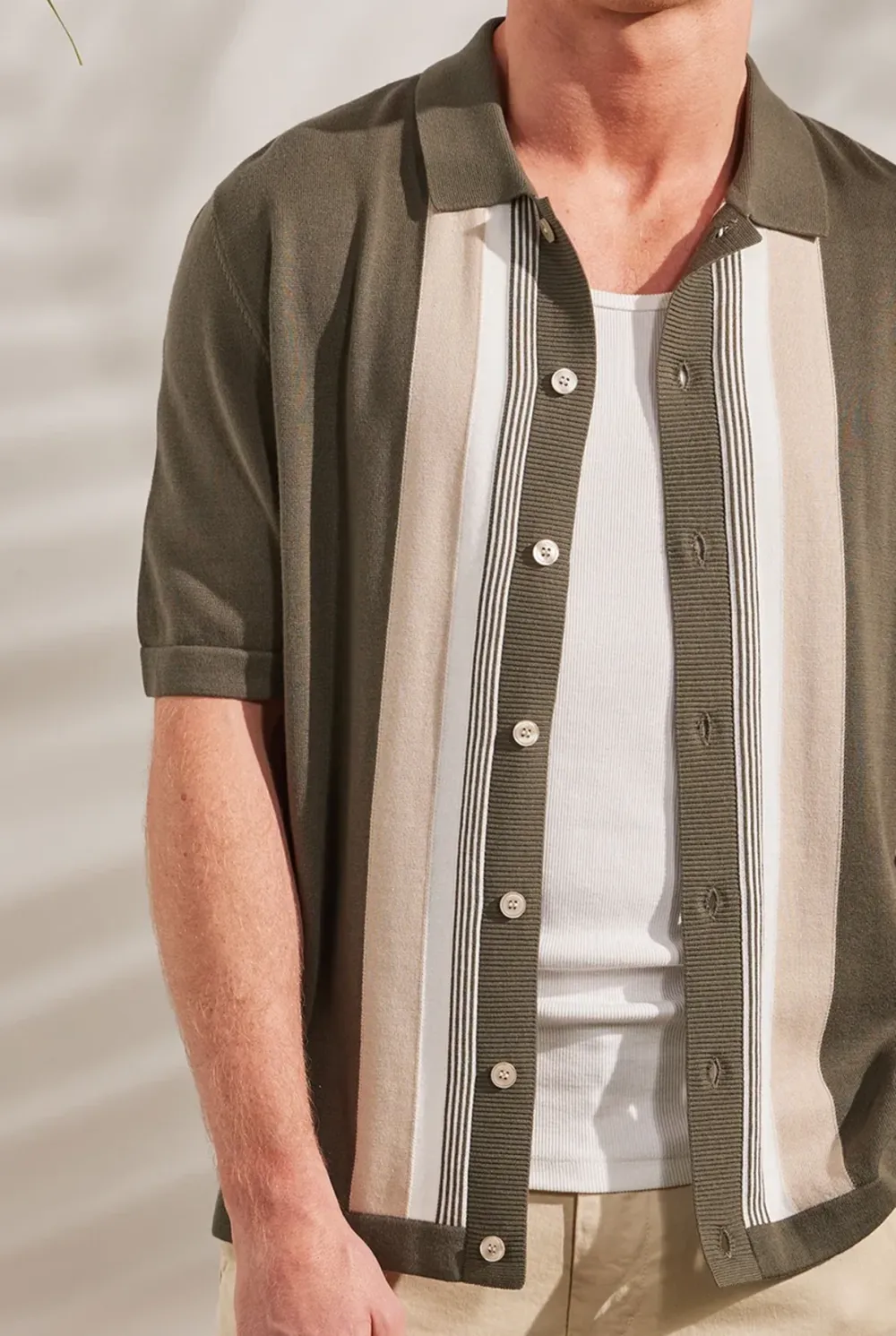 Minimalist Paneled Short Sleeve Linen Shirt