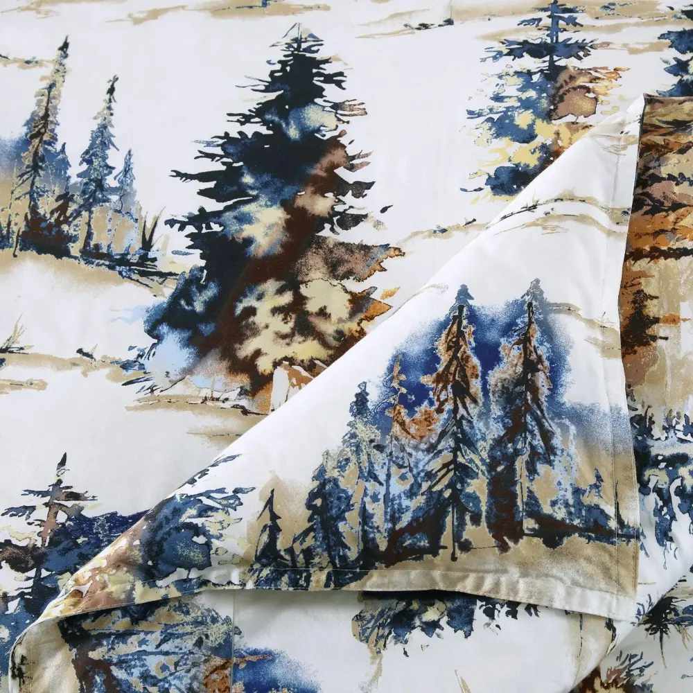 Reversible Pine Motif Duvet Cover Set
