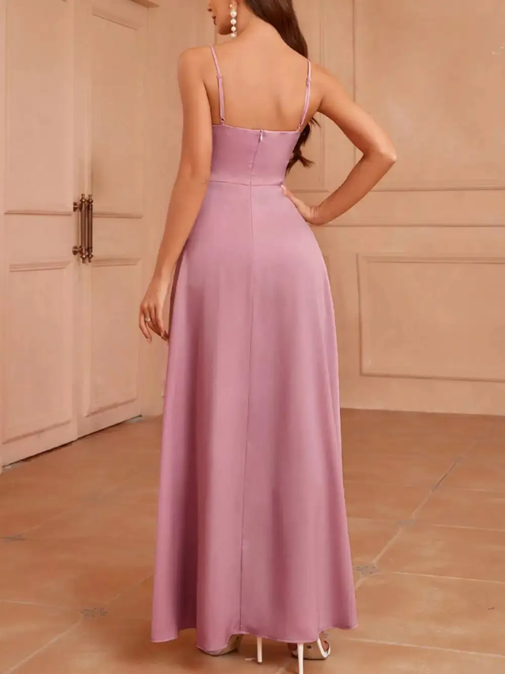 Relaxed Slit Spaghetti Strap Maxi Dress